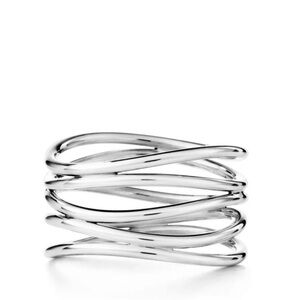 Authentic Tiffany & Co Elsa Peretti Five-Wave Sterling Silver Ring Size 7.5